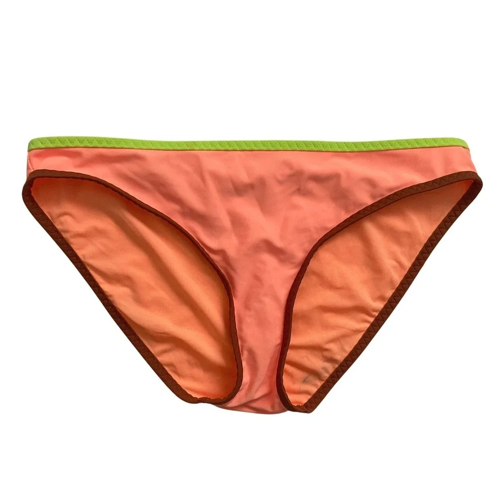 Aerie Colorblock Bikini Set Neon Lime Green XS Triangle Top Coral Pink S Bottoms